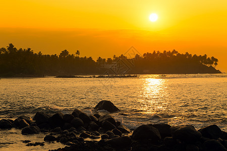 斯里兰卡热带沙滩日落景斯里兰卡图片