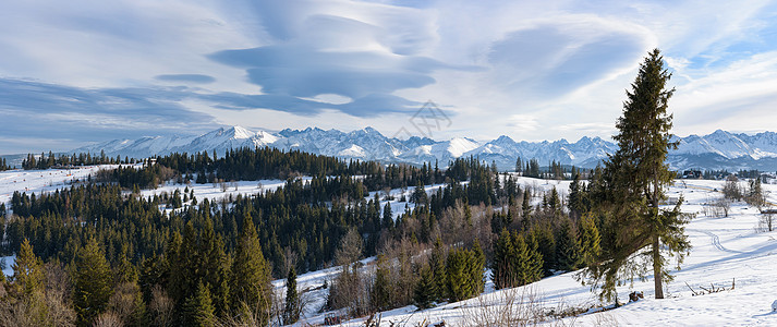 塔特拉高山大面积冬季风景远足岩石天空顶峰爬坡蓝色全景公园季节旅游图片