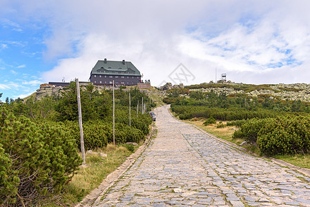 通往Szrenica山避难所的山道背景图片