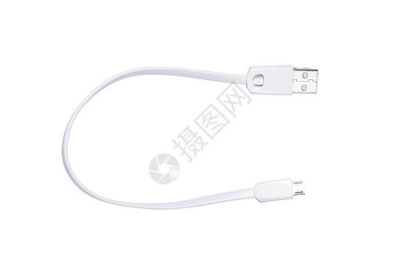 USB和USB微型麦克风电缆头对着白色的后方格罗食物充电器插头塑料科技液体理念技术玻璃电缆线图片