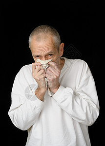 带着冷冷手帕的病人组织白色发烧过敏感染保健喷嚏咳嗽卫生疼痛图片