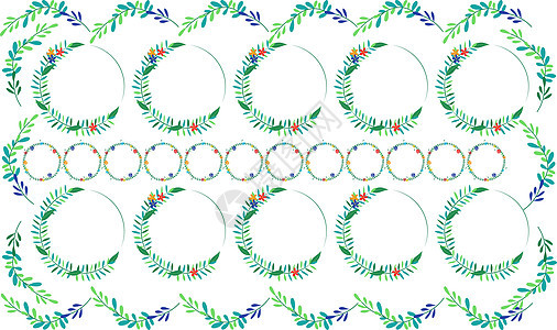 带艺术假期的数字纺织品设计情调织物圆圈花圈墙纸框架植物风格打印艺术品图片