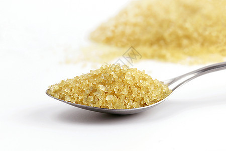 汤匙糖 不加不锈钢和本底颗粒制糖黄糖 加糖甘蔗中含糖的棕色糖图片