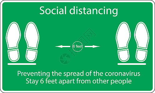 脚符号标记站立位置地板作为人们站立 6 英尺的标记为加强社会距离矢量图案而实施的做法感染安全磁带民众店铺地面生活市场插图仪表图片