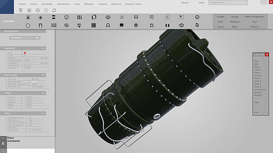 涡轮机的3D CAD 设计的原型接口或 HUD图片