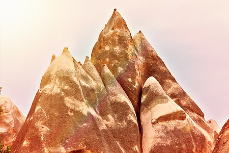 土耳其安纳托利亚卡帕多西亚火山岩层石头地方旅行风景全景洞穴侵蚀火山地质学火鸡图片