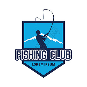 带有文本空间的钓鱼徽标 用于您的标语标签线矢量图制作图案邮票运动卷轴活动渔夫娱乐横幅插图食物徽章图片