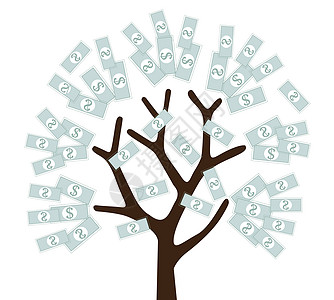 金钱树钱长大了 vecto白色环境生长叶子黑色储蓄金融商业投资插图图片