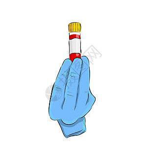 简单概念手绘画 Sletch矢量器 持有塑料测试管的医生手 孤立在白色上肺炎危害生物药品管子男人医院女士疾病疫苗图片