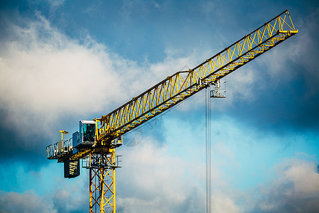 建筑起重机蓝色工程工业天空金属工作黄色机器图片