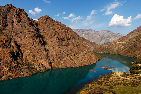 吉尔吉斯斯坦纳伦河山沟旅游冒险野生动物支撑灌木天空旅行山坡溪流图片