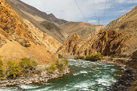 Kokememeren河 吉尔吉斯斯坦朱姆加尔瀑布地标旅游砂岩侵蚀天空峡谷岩石漂流荒野图片