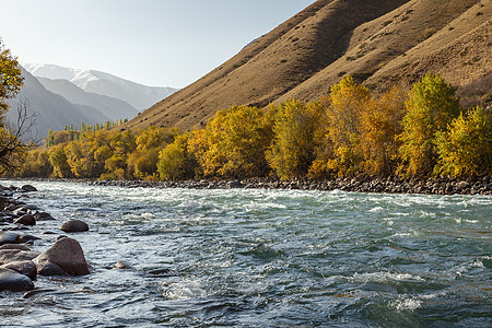 Kokememeren河 吉尔吉斯斯坦Jumgal区漂流砂岩风景爬坡瀑布岩石溪流远足土地峡谷图片