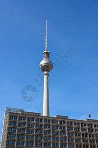 柏林著名的Fernsehturm建筑学市中心景观阳光地标旅游城市天空观光建筑物图片