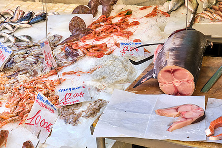 出售的鱼和海鲜美食乌贼贝类鲭鱼章鱼小龙虾海洋渔业鱿鱼钓鱼图片