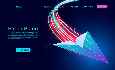 蓝色背景上的纸飞机 商业现代网络旗帜图片