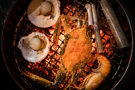 烧焦灰石灰蟹海食物烹饪图片