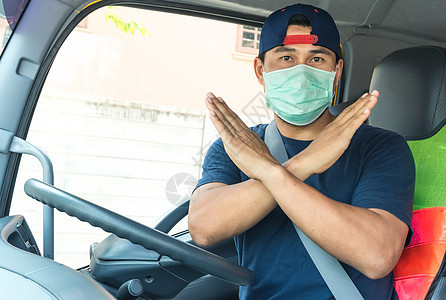 戴面罩的卡车司机男人保健感染疾病防护送货安全商业车辆货运图片