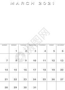 2021年3月2021日日历模板背景图片