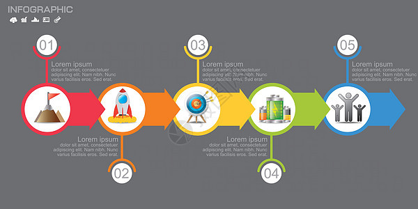 时间线箭头信息图表模板选项 孤立的设计 e图片