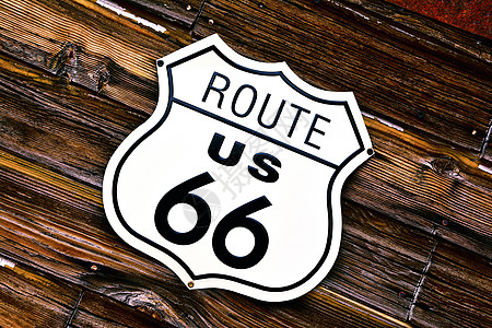 66号公路66号路牌 有木制背景母亲旅行游客公路旅游历史性背景
