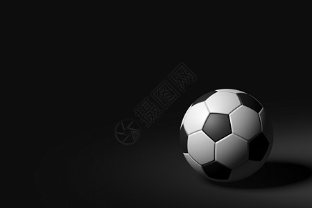黑色背景的足球舞会 3D 竞标运动渲染灯光背景图片