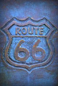 青铜的66号路牌金属蓝色旅行历史公路历史性图片