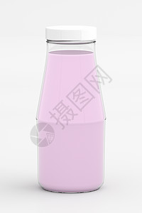 玻璃瓶中的草莓牛奶 单独处理 3D招标背景图片