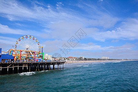 洛杉矶圣莫妮卡码头公园海岸线海洋晴天旅行娱乐海岸海滩风景假期图片