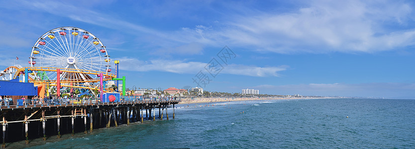 洛杉矶圣莫妮卡码头假期海岸线海岸旅行公园风景海洋晴天游客娱乐图片