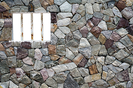 铁金属条窗隔离和花岗岩 概念自由材料建筑金属墙纸石头栅栏安全监狱建筑学框架图片