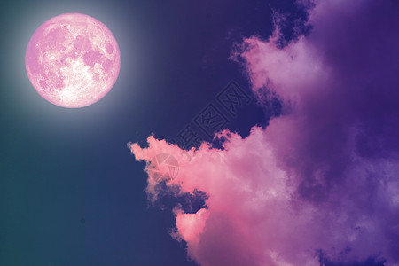 超超级粉红月亮背影彩色天空亮度地球月球月光血月科学蓝色满月云景图片