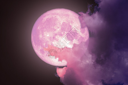 超超级粉红月亮背影夜空亮度科学满月天空蓝色地球月球云景月光血月背景图片