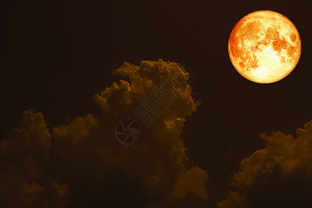 在月光云夜空上 返回的超级满血月墙纸月亮月光血月日落地平线风景海浪天空月球图片