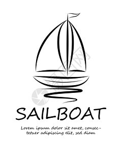 帆船标志线条艺术 eps 1海洋旅游商业运动运输巡航涂鸦帆船赛海浪标识图片