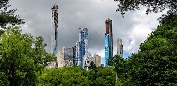 纽约市曼哈顿天线从中央大厅观看的全景公园天际蓝色花园摩天大楼城市建筑学办公室天空旅游图片