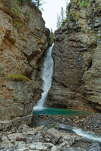 加拿大艾伯塔省约翰斯顿峡谷道公园绿色旅游峡谷娱乐岩石假期国家瀑布踪迹图片