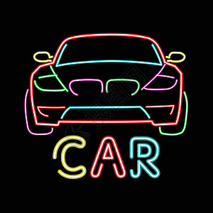 抽象复古标志汽车霓虹灯标志复古广告牌明亮的 si图片