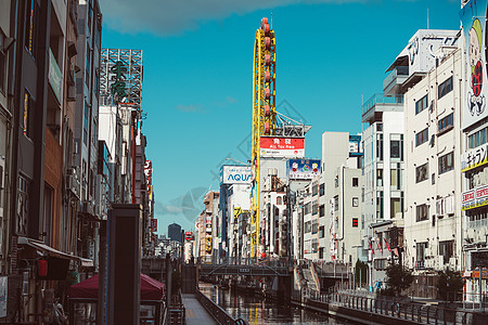 日本日本OSAKA-2020年2月-6日;多顿布里运河的景象 f图片