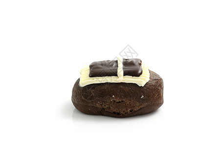 巧克力甜甜圈在白色背景中被孤立包子面包小吃油炸圆圈照片甜点糖果饮食食物图片