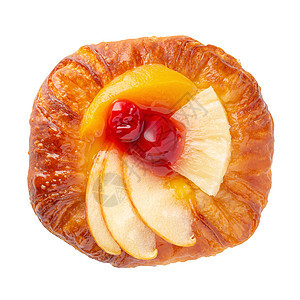 白底带水果的丹尼糕饼面包小吃脆皮浆果面团螺旋包子育肥甜点金子图片