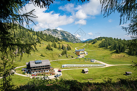 奥地利阿尔卑斯山的山景 我相遇在路边漫步图片