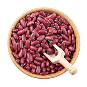 红豆在一个木碗中的红豆子 白底孤立在白色背景上种子饮食蔬菜食物粮食红色营养棕色图片