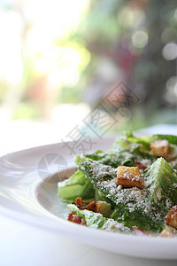凯撒沙拉特写叶子蔬菜胡椒盘子营养食物美食饮食环境午餐图片