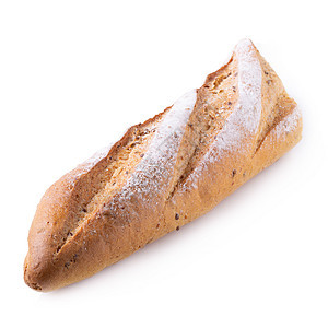 白色面包上孤立的法国小麦面包师食物面粉营养棕色粮食厨房早餐包子图片