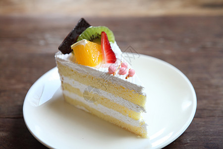 彩色水果蛋糕奇异果奶油食物甜点生日宏观浆果馅饼奢华派对图片