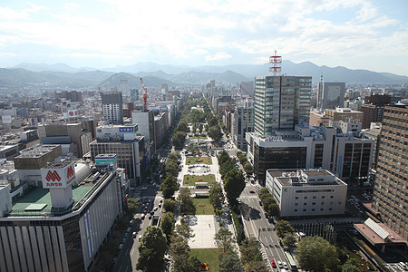 日本札幌市中心城市风景办公室旅行建筑学市中心公园风景山脉游客场景景观图片