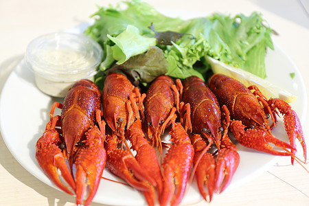 煮煮龙虾食物白色甲壳美食海鲜对虾动物餐厅螃蟹小吃图片