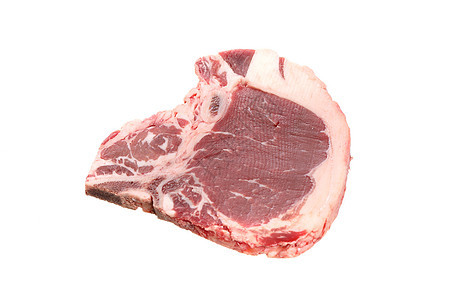 白背景孤立的原始牛肉牛排眼睛食物宏观红色肌肉肋骨腰部牛肉白色烹饪图片