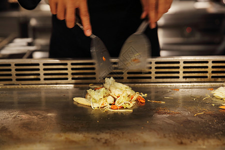 牛肉和蔬菜 日本日式烹饪食物水平火焰厨师餐厅美食炒饭牛扒炙烤烧烤图片